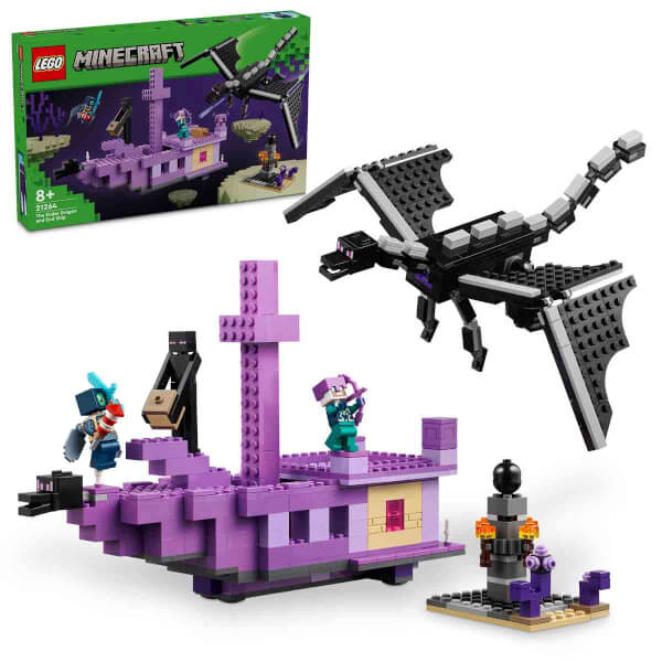 LEGO Minecraft Ender Ejderhası ve End Gemisi 21264 - 8 Yaş ve Üzeri Macera Oyunları Seven Çocuklar İçin Minecraft Video Oyununa Dayalı Yaratıcı Oyuncak Yapım Seti (657 Parça)