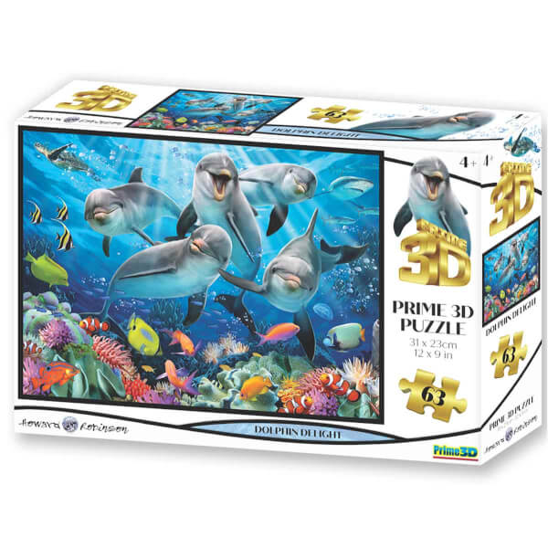 63 Parça 3D Puzzle: Sevimli Yunuslar