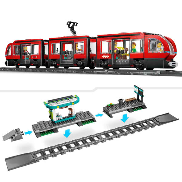 LEGO City Şehir Merkezi Tramvay İstasyonu 60423 - 7 Yaş ve Üzeri Oyuncak Tren ve Araç Meraklıları için Yaratıcı Oyuncak Yapım Seti (811 Parça)