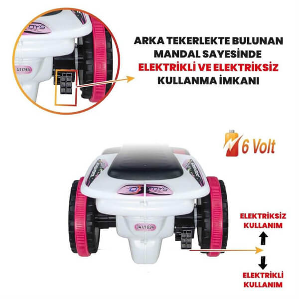 Safari Beyaz Prenses Müzikli ve Led Işıklı Akülü Bingit Atv 6V