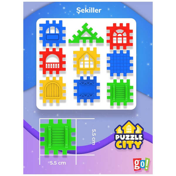 Puzzle City Tasarım Blokları 128 Parça