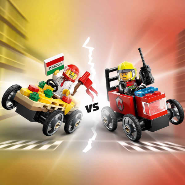 LEGO City Pizza Arabası İtfaiye Kamyonuna Karşı Yarış Arabası Paketi 60458 - 5 Yaş ve Üzeri Çocuklar için Yaratıcı Oyuncak Yapım Seti (70 Parça)