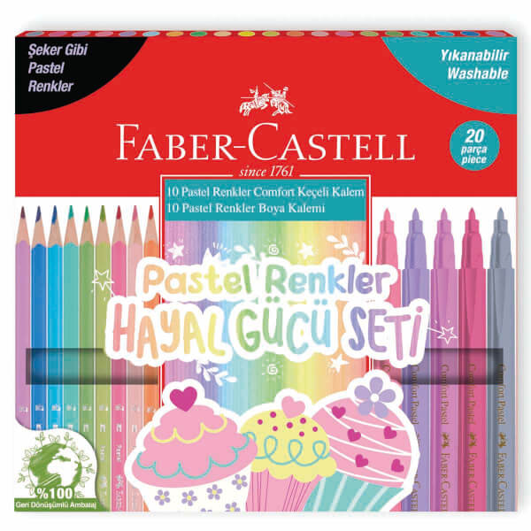 Faber-Castell Yıkanabilir Pastel Renkler Hayal Gücü Seti 20’li 