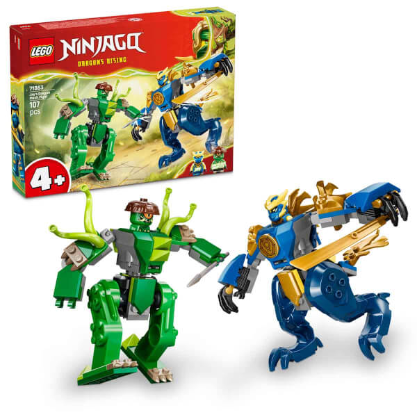 LEGO NINJAGO Jay’in Ejderha Robotu Savaşı 71853 - 4 Yaş ve Üzeri Çocuklar için 2 Minifigür İçeren Yaratıcı Oyuncak Yapım Seti (107 Parça)