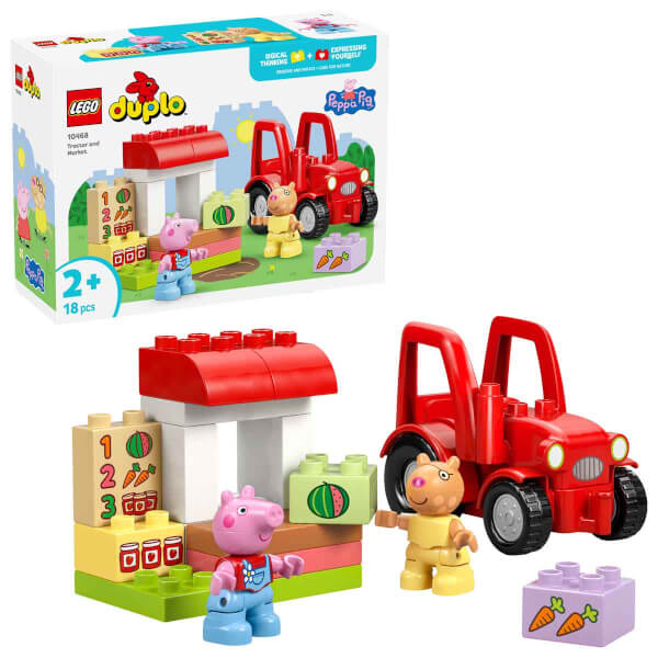 LEGO DUPLO Peppa Pig Traktör ve Pazar 10468 - 2 Yaş ve Üzeri Çocuklar için Yaratıcı Oyuncak Yapım Seti (18 parça)
