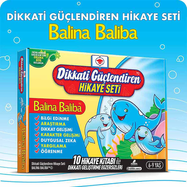 Dikkati Güçlendiren Hikaye Seti: Balina Baliba Kutulu Set 10 Kitap 