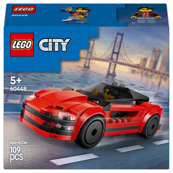 LEGO City Kırmızı Spor Araba 60448 - 5 Yaş ve Üzeri Çocuklar için Yaratıcı Oyuncak Yapım Seti (109 Parça)