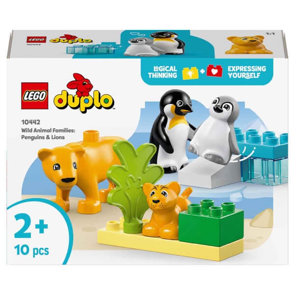 LEGO DUPLO Kasabası Vahşi Hayvan Aileleri: Penguenler ve Aslanlar 10442 - 2 Yaş ve Üzeri Küçük Çocuklar için Eğitici Oyuncak Yapım Seti (10 Parça)