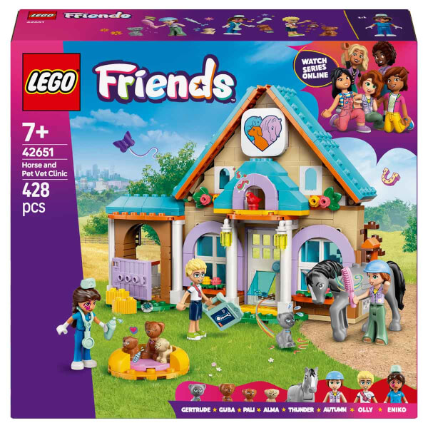 LEGO Friends At ve Evcil Hayvan Veteriner Kliniği 42651 - 7 Yaş ve Üzeri Çocuklar için Mini Bebek, At ve Köpek Minifigürü İçeren Yaratıcı Oyuncak Yapım Seti (428 Parça)