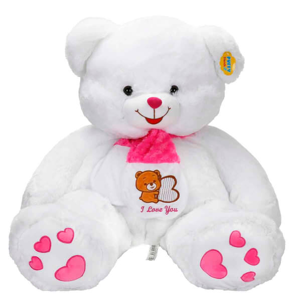 Atkılı Peluş Ayı 70 cm - Pembe Atkılı