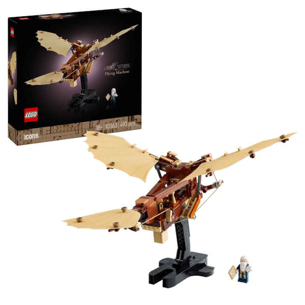 LEGO Icons Leonardo da Vinci’nin Uçan Makinesi 10363 - Tarih Seven Yetişkinler için Dekoratif Model Yapım Seti (493 Parça)