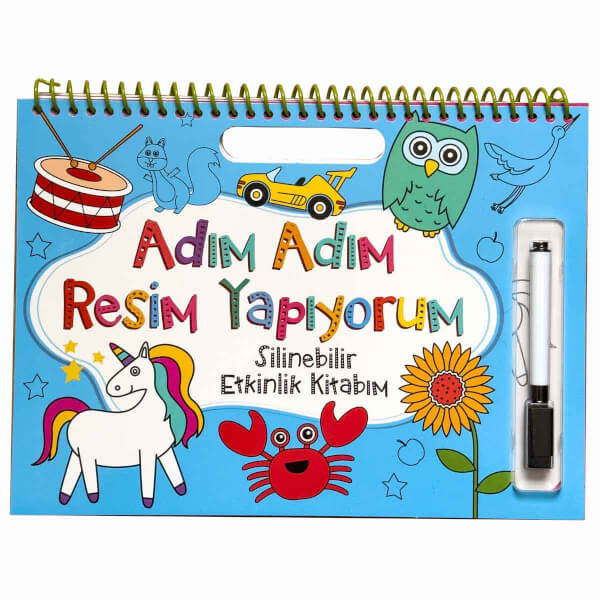 Adım Adım Resim Yapıyorum - Mavi Kapak - Silinebilir Etkinlik Kitabım