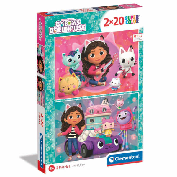 2 x 20 Parça Supercolor Puzzle: Gabby’s Dollhouse