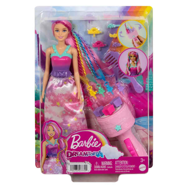 Barbie Dreamtopia Örgü Saçlı Bebek ve Aksesuarları Oyun Seti JCW55