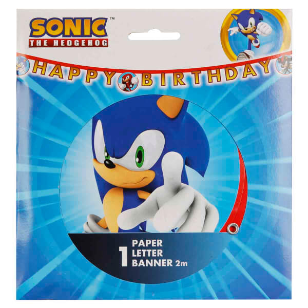 Sonic Speed Desenli Happy Birthday Yazılı Banner