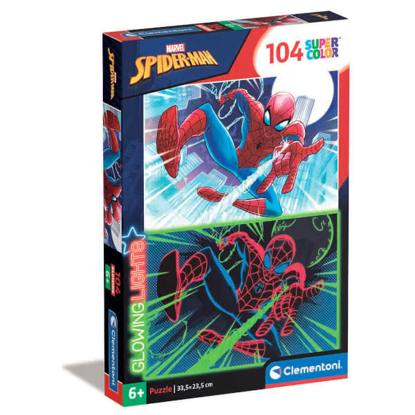 104 Parça Karanlıkta Parlayan Puzzle: Marvel Spiderman Supercolor