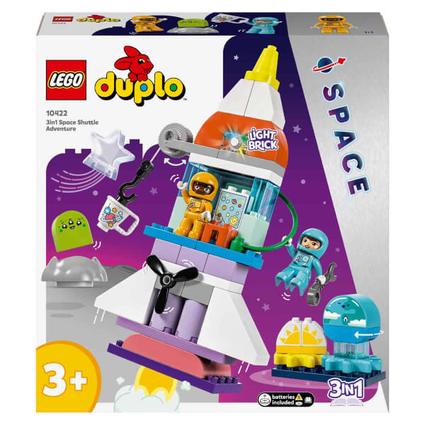 LEGO® DUPLO® 3'ü 1 Arada Uzay Mekiği Macerası 10422 - 3 Yaş ve Üzeri Çocuklar için Astronot Minifigürü İçeren Eğitici Oyuncak Yapım Seti (58 Parça)