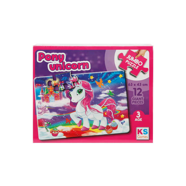 12 Parça Jumbo Puzzle: Pony Unicorn