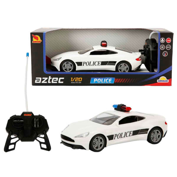 1:20 Suncon Aztek Işıklı Uzaktan Kumandalı Polis Arabası  - Beyaz-1