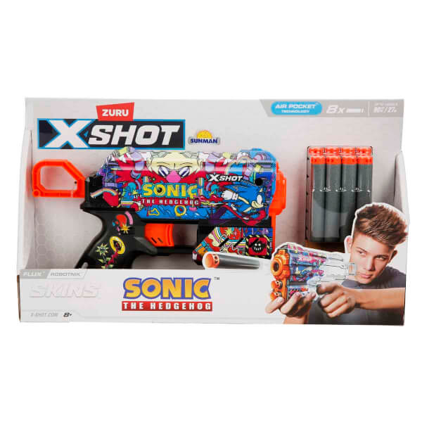 X-Shot Skins Flux Sonic The Hedgehog 8 Mermili Sünger Dart Atan Silah 21 cm