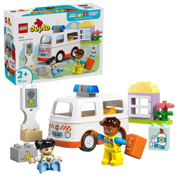 LEGO DUPLO Ambulans ve Sürücü 10447 - 2 Yaş ve Üzeri Küçük Çocuklar için Eğitici Oyuncak Yapım Seti (19 Parça)