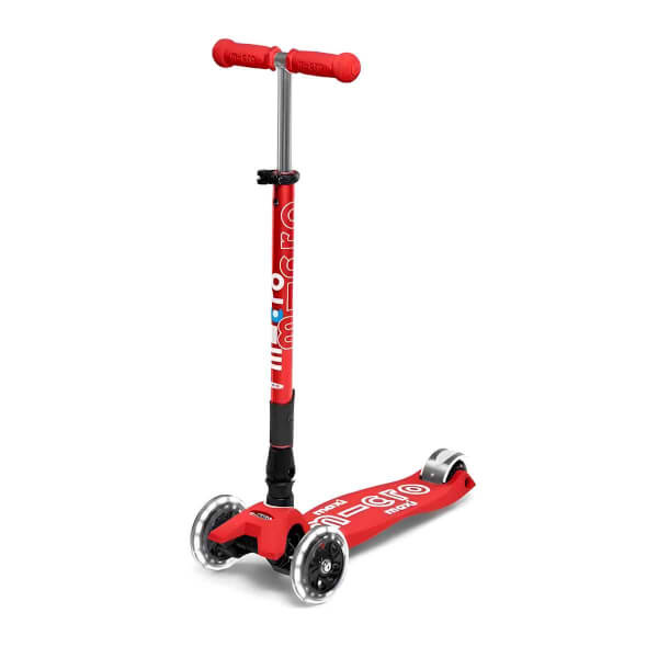 Micro Maxi Deluxe 3 Tekerlekli Katlanabilir Işıklı Kırmızı Scooter