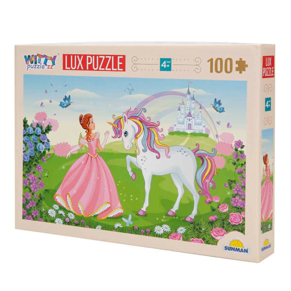 100 Parça Puzzle: Unicorn ve Prenses 