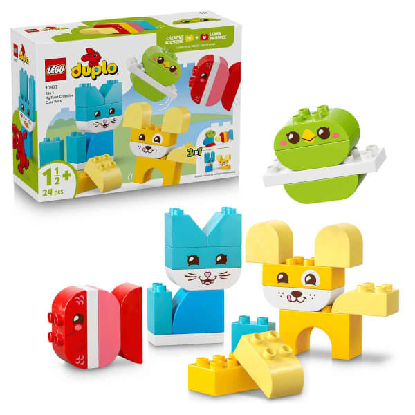 LEGO DUPLO İlk 3'ü 1 Arada Yaratıcı Sevimli Hayvanlar 10477 - 18 Ay ve Üzeri Çocuklar için Yaratıcı Oyuncak Yapım Seti (24 Parça)