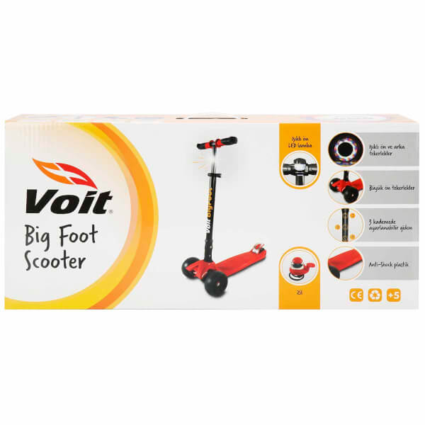 Voit Big Foot 3 Tekerlekli Işıklı Siyah Scooter 