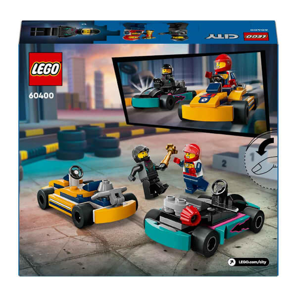 LEGO® City Go-Kartlar ve Yarış Sürücüleri 60400 - 5 Yaş ve Üzeri için Yarışçı Minifigürü İçeren Yaratıcı Oyuncak Yapım Seti (99 Parça)