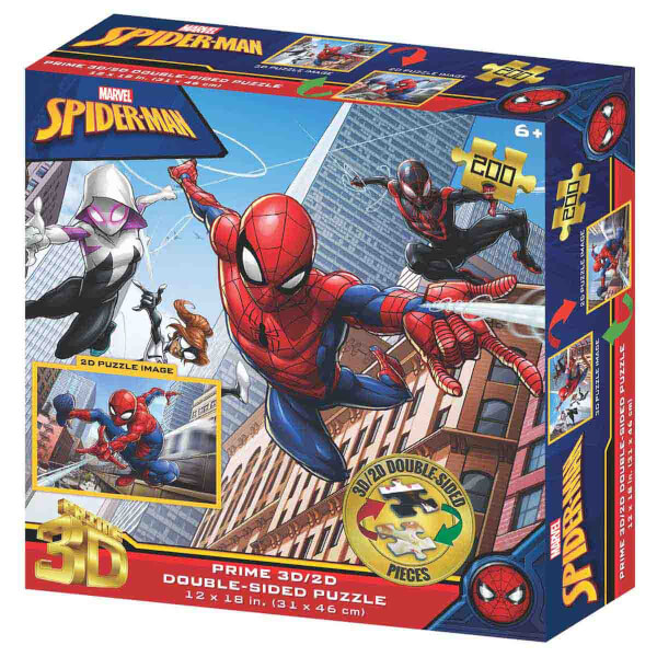 Prime 3D/2D 200 Parça Çift Taraflı Puzzle: Marvel Spider-Man