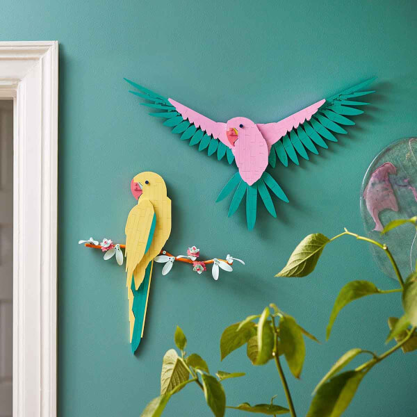  LEGO Art Fauna Koleksiyonu – Macaw Papağanları 31211 - Yetişkinler için Koleksiyonluk ve Sergilenebilir Tablo Yapım Seti (644 Parça)