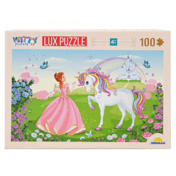 100 Parça Puzzle: Unicorn ve Prenses 