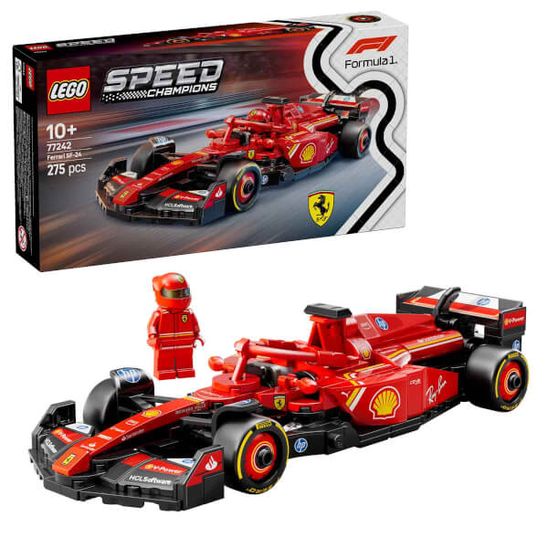 LEGO Speed Champions Ferrari SF-24 F1 Yarış Arabası 77242 - 10 Yaş ve Üzeri Çocuklar için Yarış Arabası ve Sürücü Minifigürü İçeren Yaratıcı Oyuncak Yapım Seti (275 Parça)