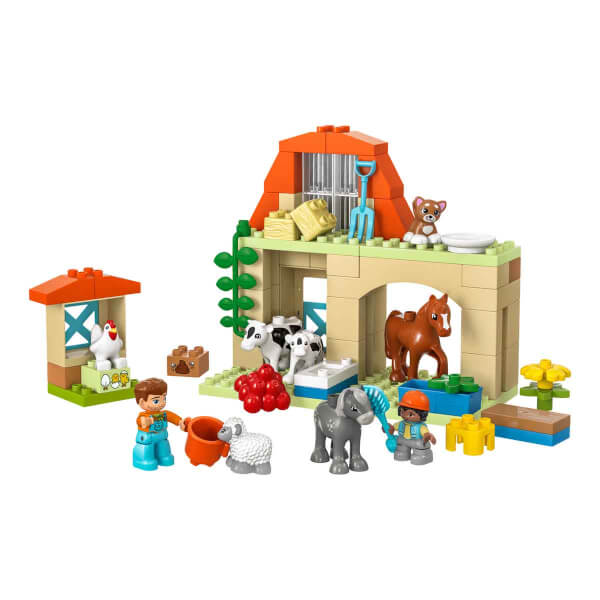 LEGO® DUPLO® Kasabası Çiftlikte Hayvanların Bakımı 10416 - 2 Yaş ve Üzeri Çocuklar için Rol Yapma Faaliyetlerini Teşvik Eden Oyuncak İnek, Koyun, Tavuk ve At İçeren Eğitici Oyuncak Yapım Seti (74 Parça)