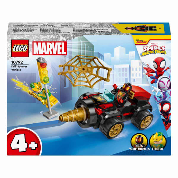 LEGO 4+ Döner Burgulu Araç 10792 - 4 Yaş ve Üzeri Çocuklar için Örümcek Adam Arabası, Miles Morales ve Electro Minifigürleri İçeren Yaratıcı Oyuncak Yapım Seti (58 Parça)