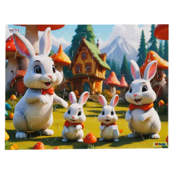 30 Parça Puzzle: Sevimli Tavşanlar
