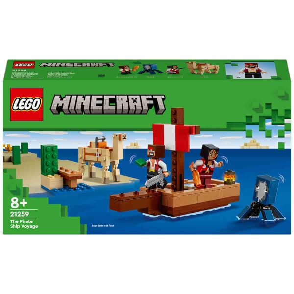 LEGO Minecraft Korsan Gemisi Yolculuğu 21259 – 8 Yaş ve Üzeri Macera Oyunları Seven Çocuklar İçin Korsan, Mürekkep Balığı ve Deve içeren Yaratıcı Oyuncak Yapım Seti (166 Parça)