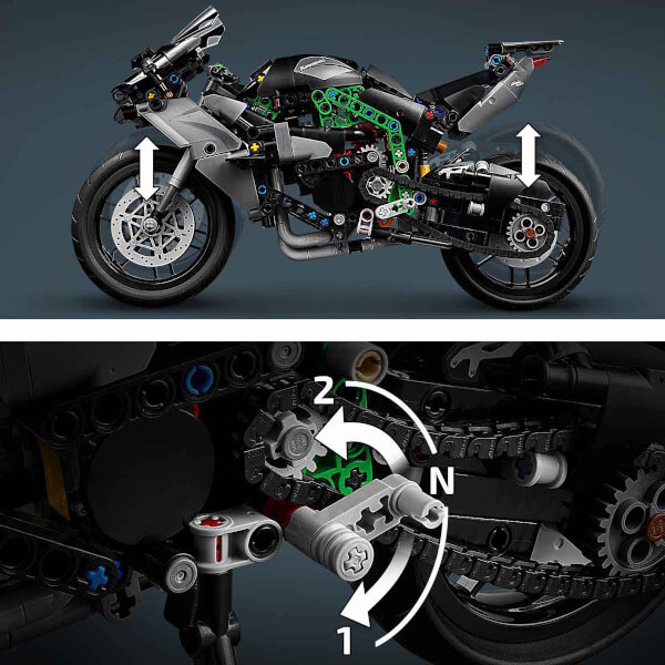 LEGO Technic Kawasaki Ninja H2R Motosiklet 42170 - 10 Yaş ve Üzeri Çocuklar için Koleksiyonluk Yaratıcı Oyuncak Model Yapım Seti (643 Parça)