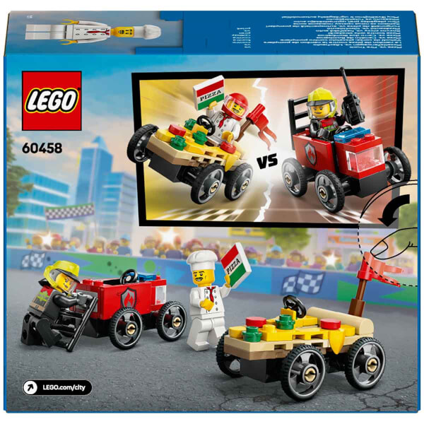 LEGO City Pizza Arabası İtfaiye Kamyonuna Karşı Yarış Arabası Paketi 60458 - 5 Yaş ve Üzeri Çocuklar için Yaratıcı Oyuncak Yapım Seti (70 Parça)