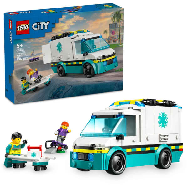 LEGO City Acil Yardım Ambulansı 60451 - Model Araç Seven 5 Yaş Üzeri Çocuklar için Yaratıcı Oyuncak Yapım Seti (184 Parça)