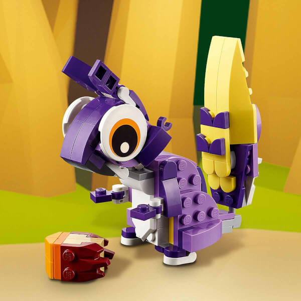  LEGO Creator 3’ü 1 arada Fantastik Orman Yaratıkları 31125 - 7 Yaş ve Üzeri Çocuklar için Baykuş, Tavşan ve Sincap İçeren Oyuncak Yapım Seti (175 Parça)