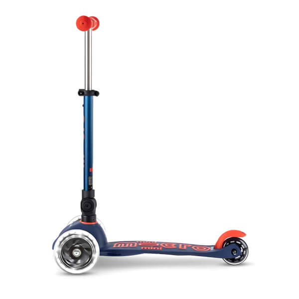 Micro Mini Deluxe 3 Tekerlekli Katlanabilir Işıklı Lacivert Scooter