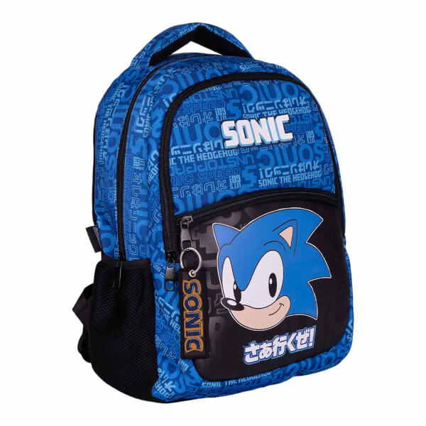 Sonic The Hedgehog Yazı Desenli Okul Çantası 2561