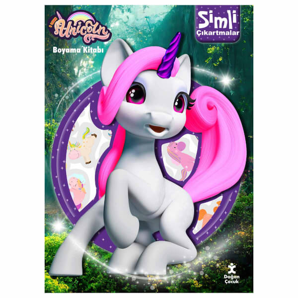 Unicorn Simli Çıkartmalı Boyama Kitabı