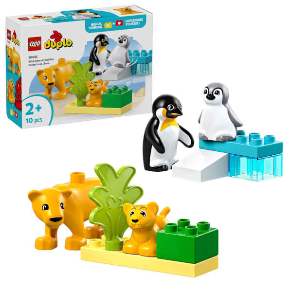 LEGO DUPLO Kasabası Vahşi Hayvan Aileleri: Penguenler ve Aslanlar 10442 - 2 Yaş ve Üzeri Küçük Çocuklar için Eğitici Oyuncak Yapım Seti (10 Parça)