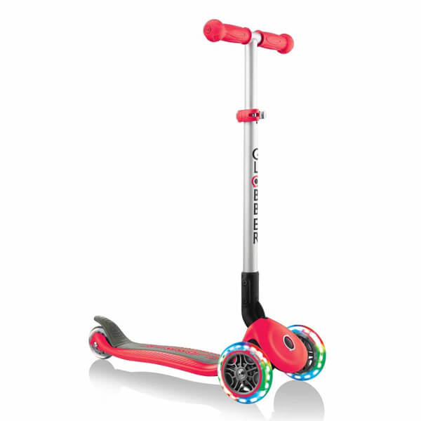 Globber Primo 3 Tekerlekli Işıklı Katlanabilir Kırmızı Scooter 