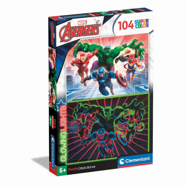104 Parça Karanlıkta Parlayan Puzzle: Marvel Avengers Supercolor ...