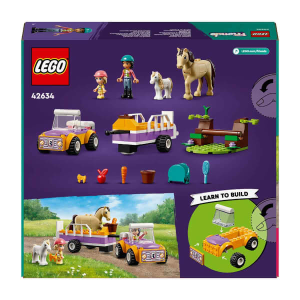 LEGO® Friends At ve Midilli Römorku 42634 - 4 Yaş ve Üzeri Çocuklar için Liann ve Zoya Minifigürü İçeren Yaratıcı Oyuncak Yapım Seti (105 Parça)