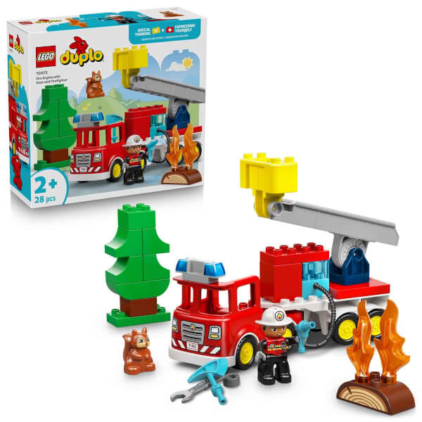 LEGO DUPLO Kasabası Hortumlu İtfaiye Aracı ve İtfaiyeci 10473 - 2 Yaş ve Üzeri Çocuklar için Yaratıcı Oyuncak Yapım Seti (28 Parça)